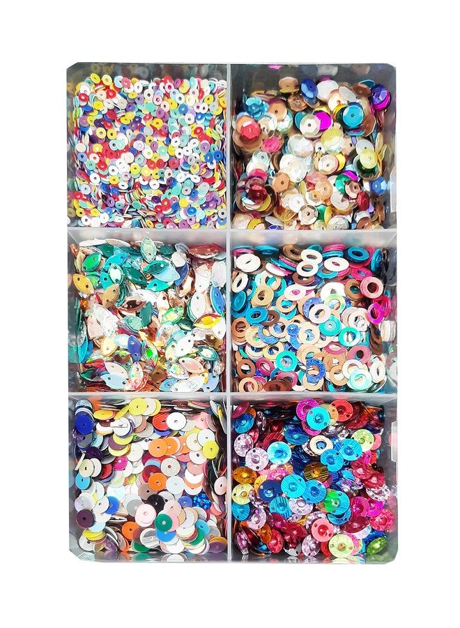 eshoppee Multi Color Sequins Sitara,150 gm Box,for Jewellery Making Necklace Bracelet Earring Embroidery Material Art and Craft DIY kit, Glitter Sequince Rhinestones Beads (8) - Image 1
